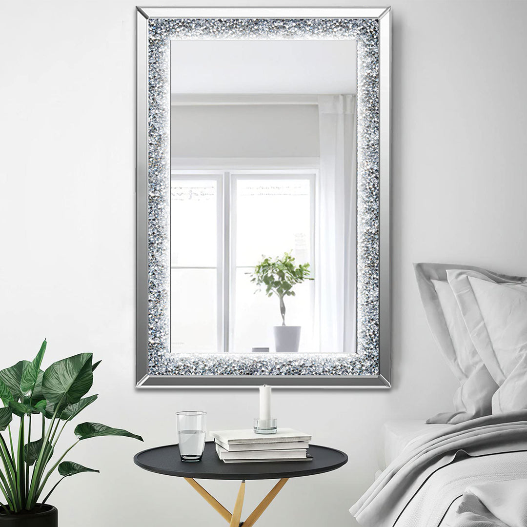 diamond crush wall mirror, diamond mirror wall, crystal wall mirror