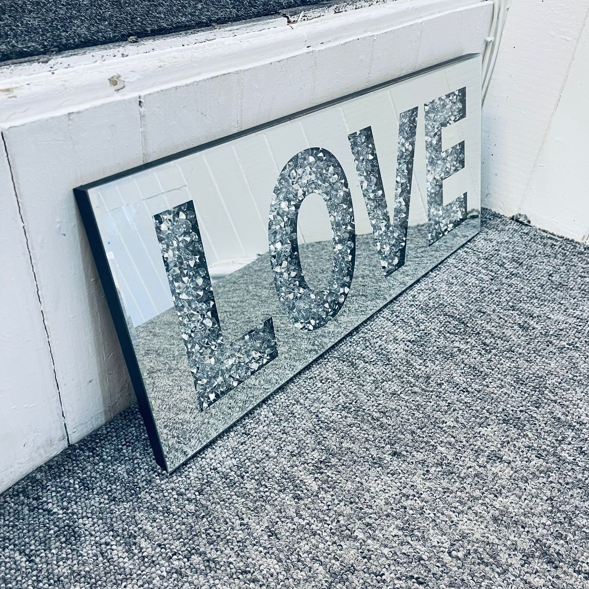 Crushed Diamond Mirror Love Letters, Love Letter Crushed Diamond Wall Decor