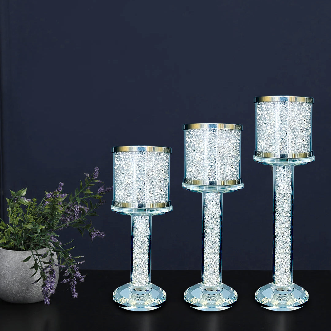 crushed diamond candle holder, tier candle holders, 3 tier candle holde