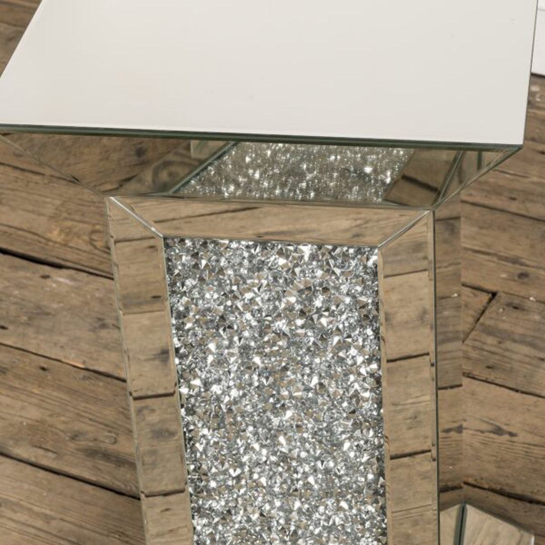 crushed diamond side table, diamond crush side table, crushed crystal side table