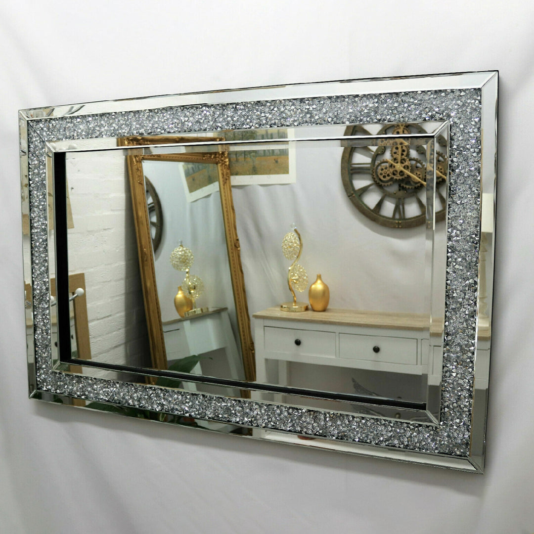 diamond crush wall mirror, diamond mirror wall, crystal wall mirror