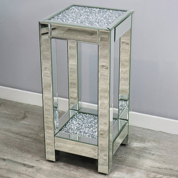 crushed diamond side table, diamond crush side table, crushed crystal side table