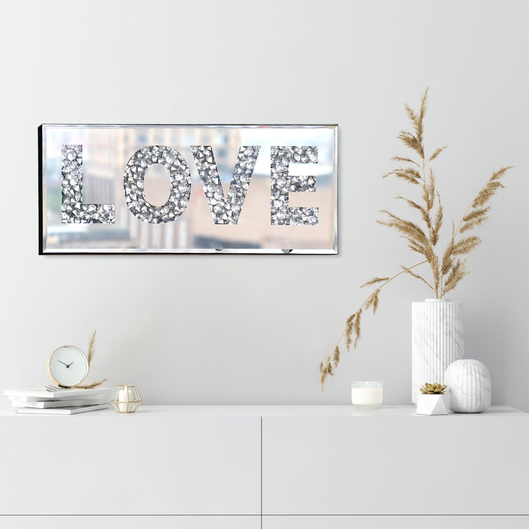 Crushed Diamond Mirror Love Letters, Love Letter Crushed Diamond Wall Decor