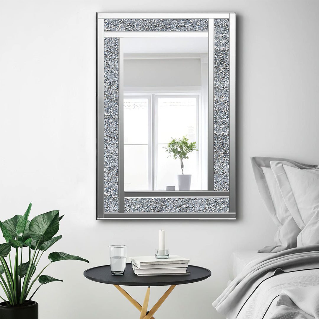 diamond crush wall mirror, diamond mirror wall, crystal wall mirror