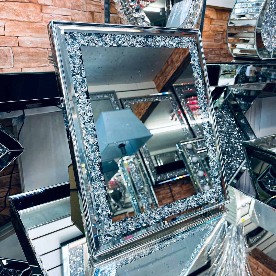 crushed diamond mirror, crushed crystal mirror, bathroom mirror