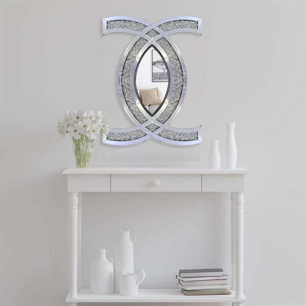 diamond crush wall mirror, diamond wall mirror, crushed crystal wall mirror