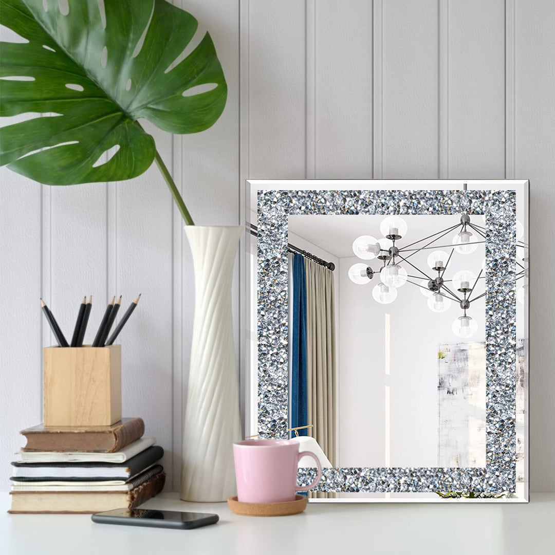 crushed diamond mirror, crushed crystal mirror, bathroom mirror