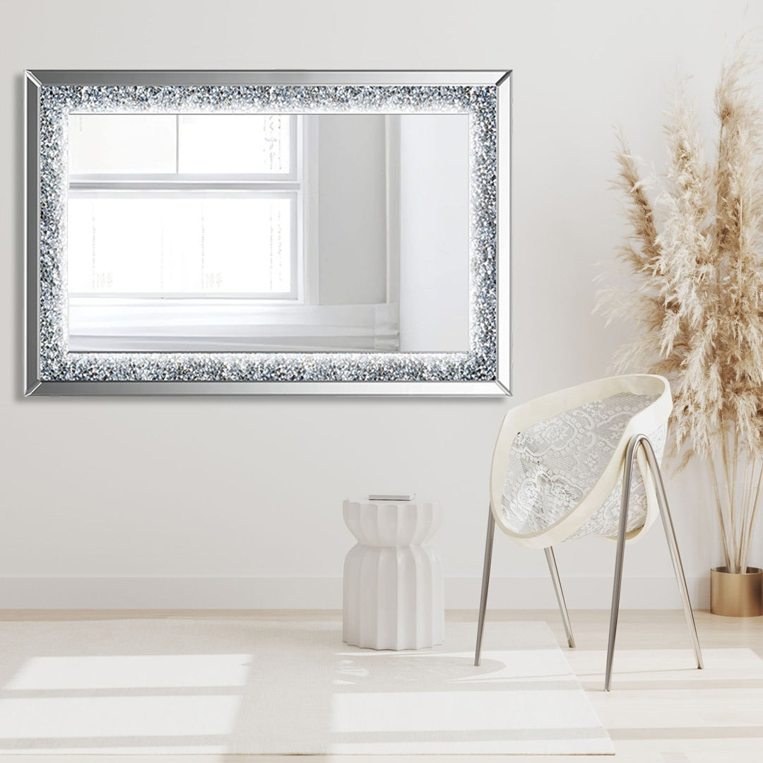 diamond crush wall mirror, diamond mirror wall, crystal wall mirror