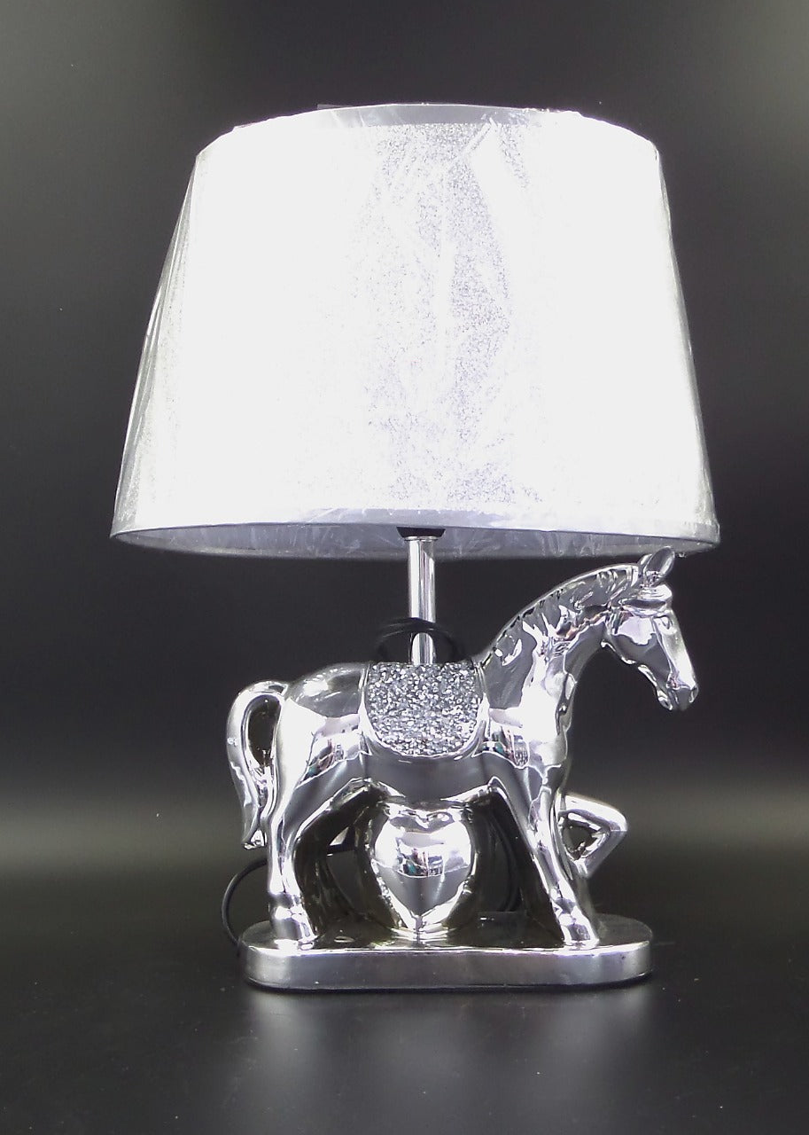 crushed diamond table lamp, crystal diamond table lamp, silver table lamp, horse table lamps