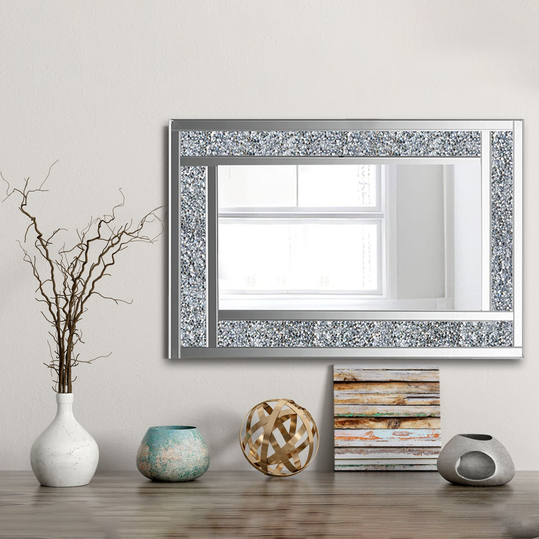 diamond crush wall mirror, diamond mirror wall, crystal wall mirror