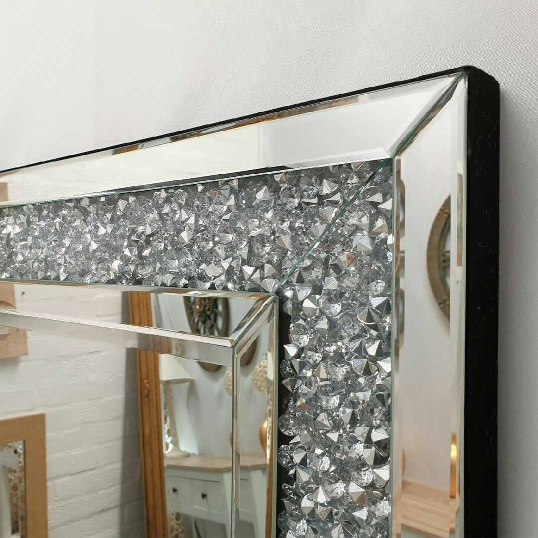 diamond crush wall mirror, diamond mirror wall, crystal wall mirror