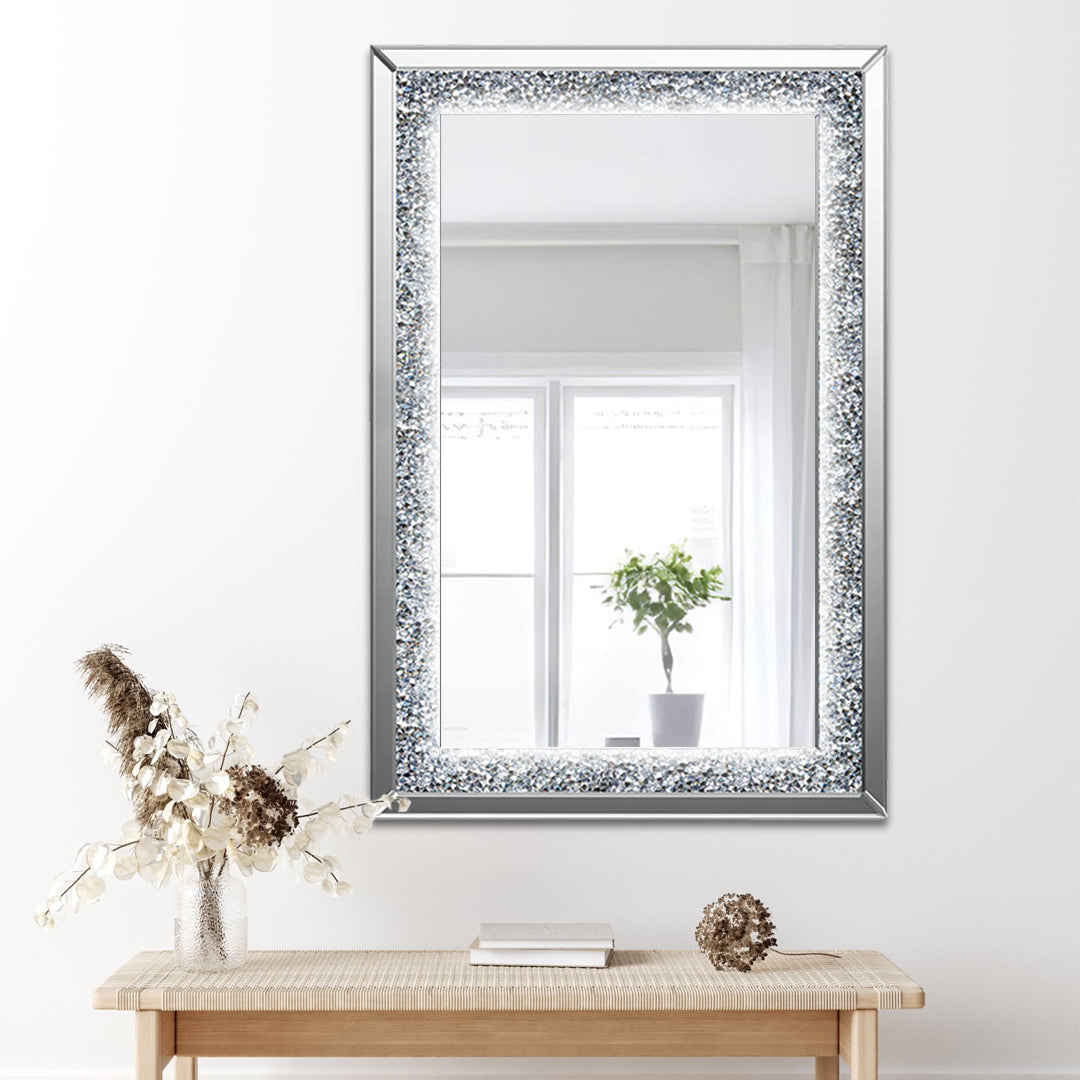 diamond crush wall mirror, diamond mirror wall, crystal wall mirror