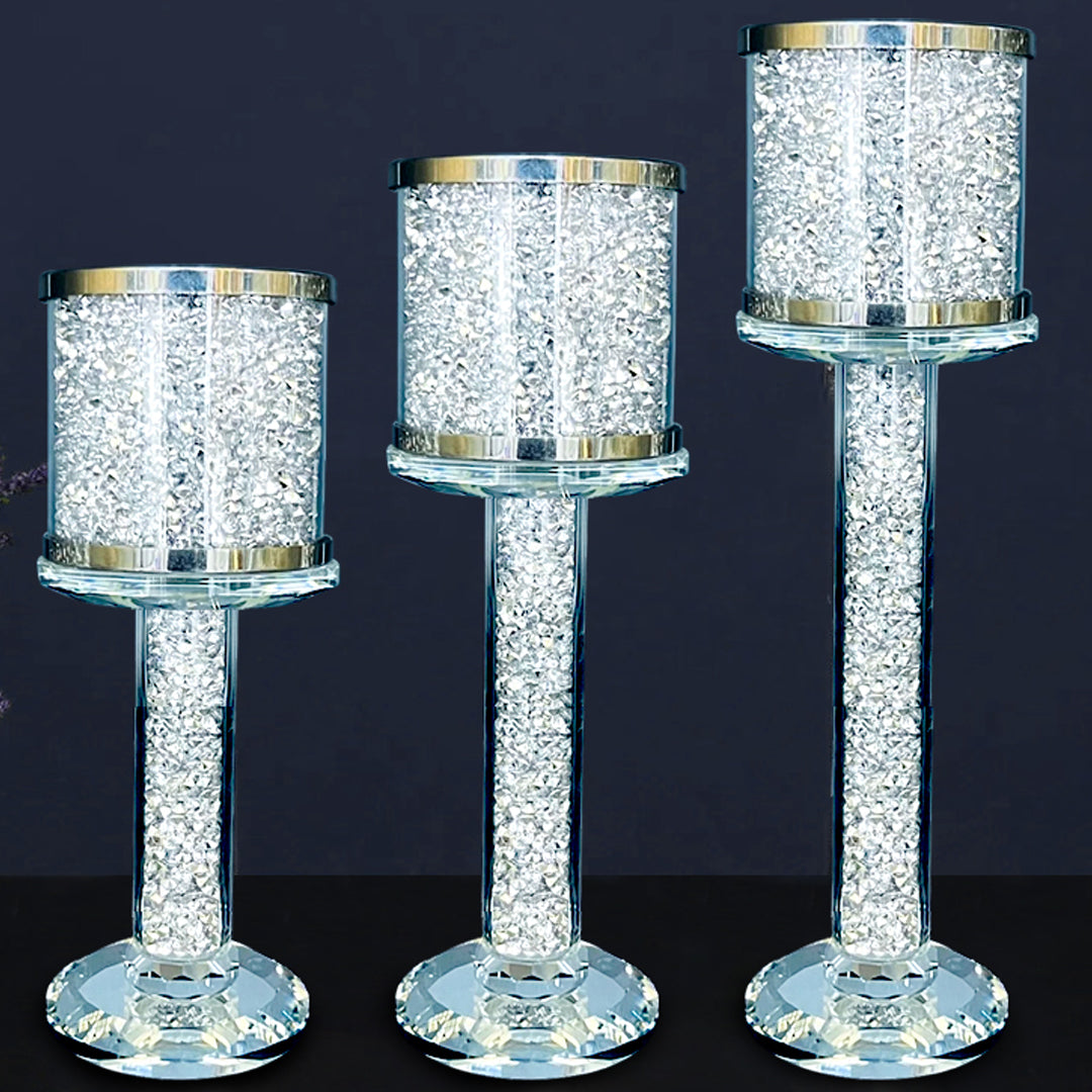 crushed diamond candle holder, tier candle holders, 3 tier candle holde