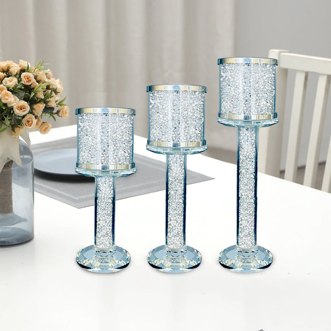 crushed diamond candle holder, tier candle holders, 3 tier candle holde