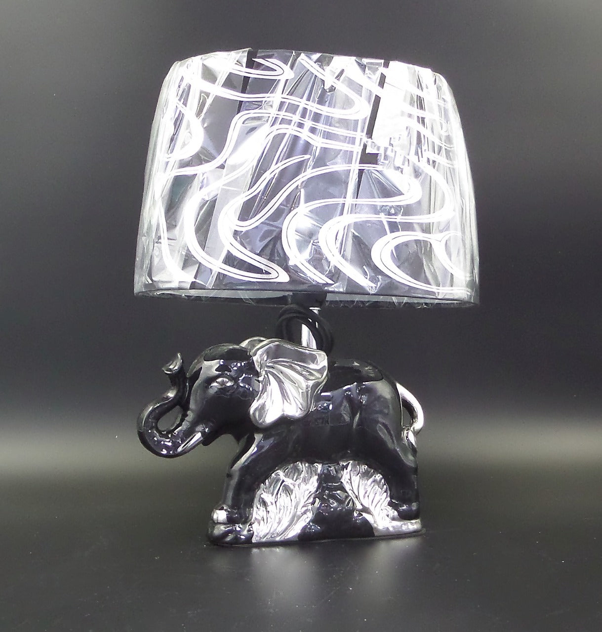 elephant crushed diamond table lamp, crystal diamond table lamp, silver table lamp,  