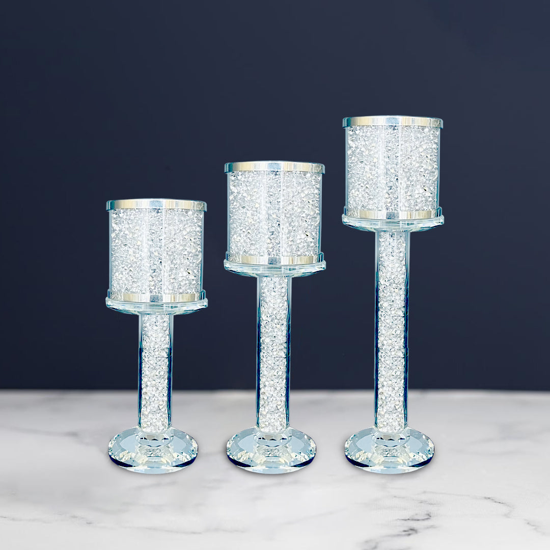 crushed diamond candle holder, tier candle holders, 3 tier candle holde