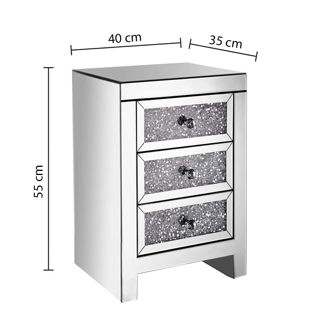 bedside table drawing, 3 draw bedside table, mirrored bedside table