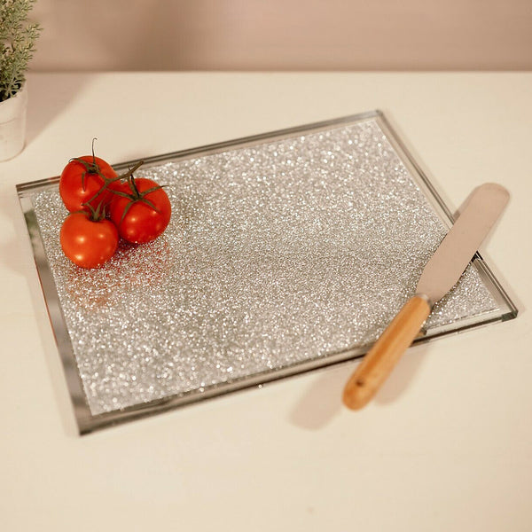 crushed crystal tray, crushed diamond mirror tray