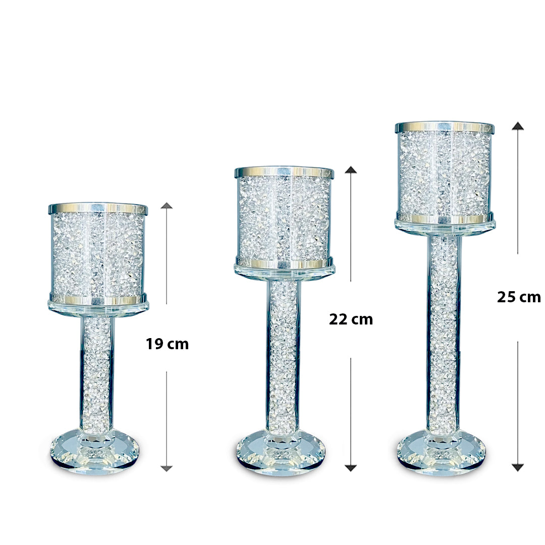 crushed diamond candle holder, tier candle holders, 3 tier candle holde