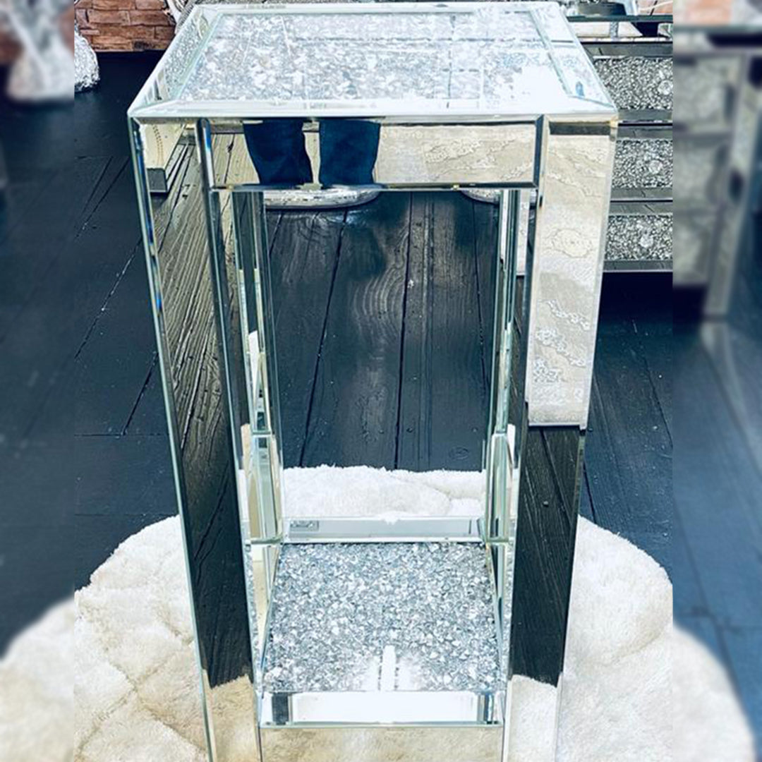 crushed diamond side table, diamond crush side table, crushed crystal side table