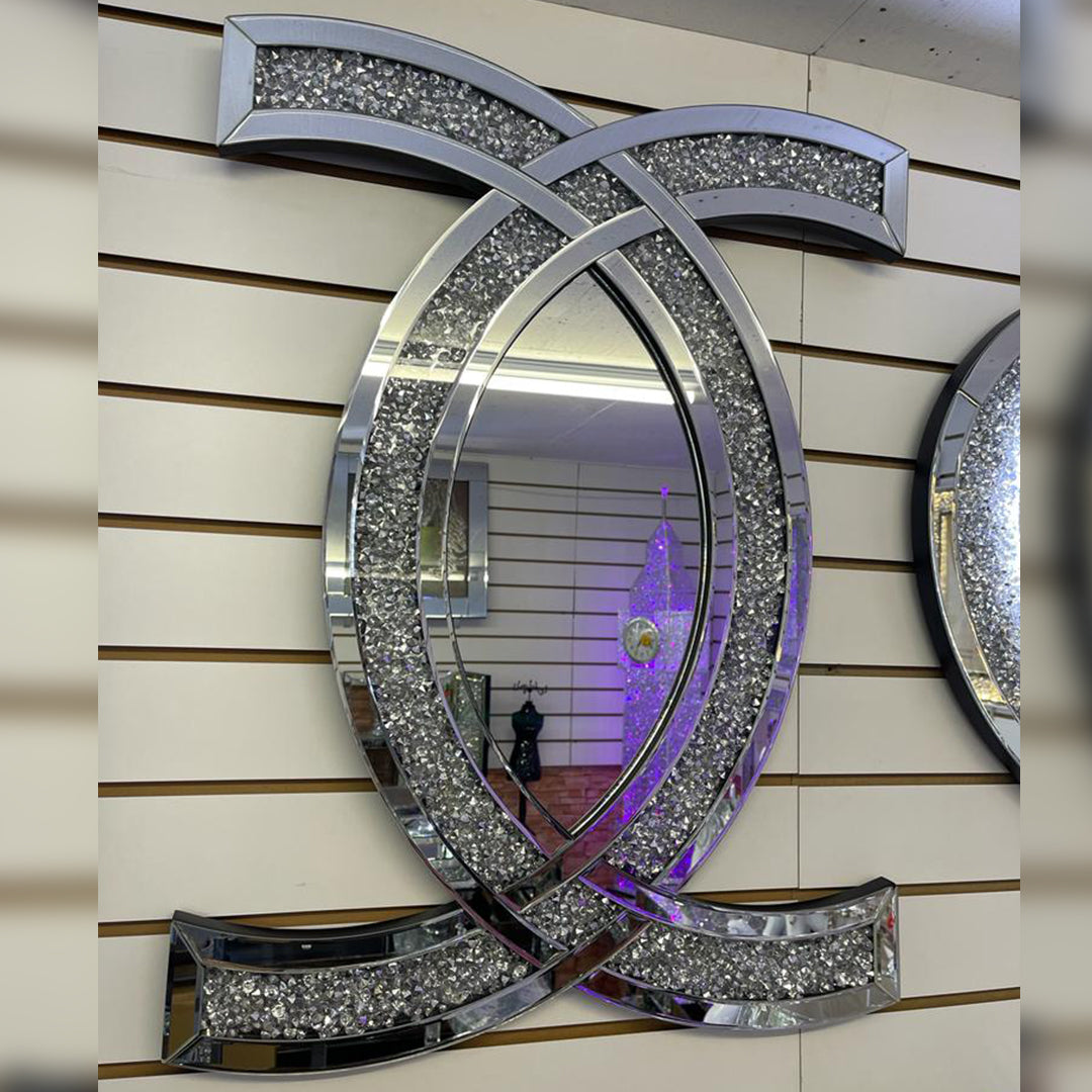 diamond crush wall mirror, diamond wall mirror, crushed crystal wall mirror