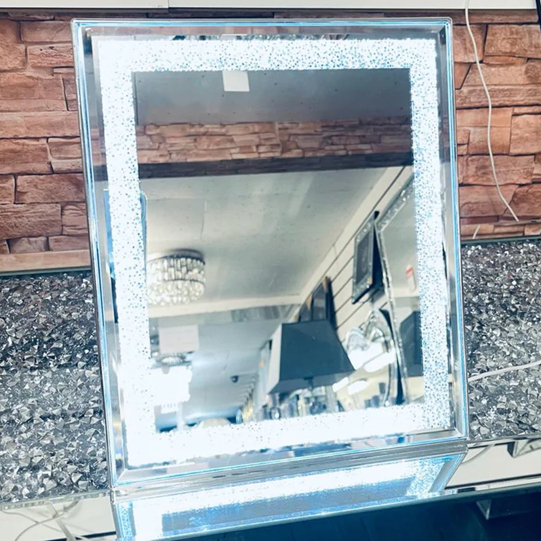 crushed diamond mirror, crushed crystal mirror, led bathroom mirror