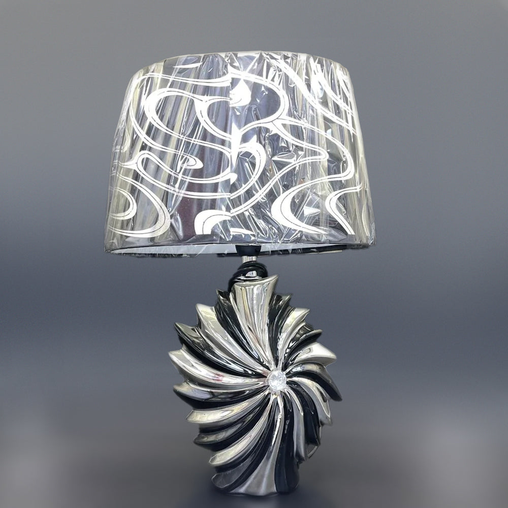 crushed diamond table lamp, crystal diamond table lamp, silver table lamp,  