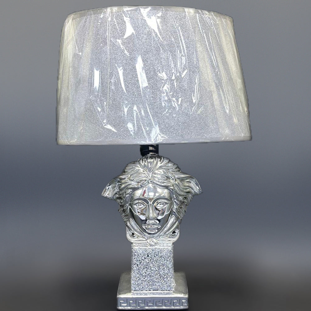 crushed diamond table lamp, crystal diamond table lamp, silver table lamp,  