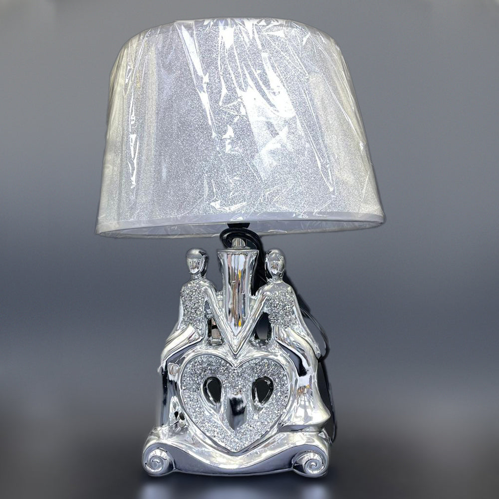 crushed diamond table lamp, crystal diamond table lamp, silver table lamp, lady figurine table lamps