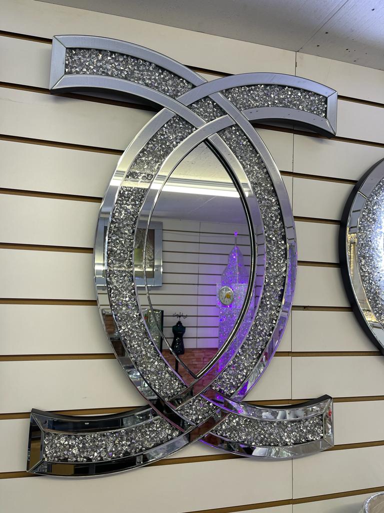 diamond crush wall mirror, diamond wall mirror, crushed crystal wall mirror