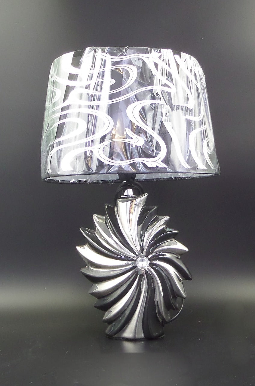 crushed diamond table lamp, crystal diamond table lamp, silver table lamp,  